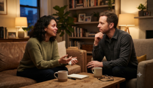 Couple improving communication through active listening