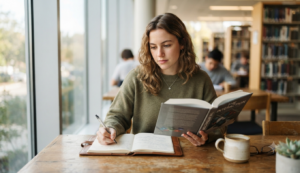 Student studying The Interaction to understand communication